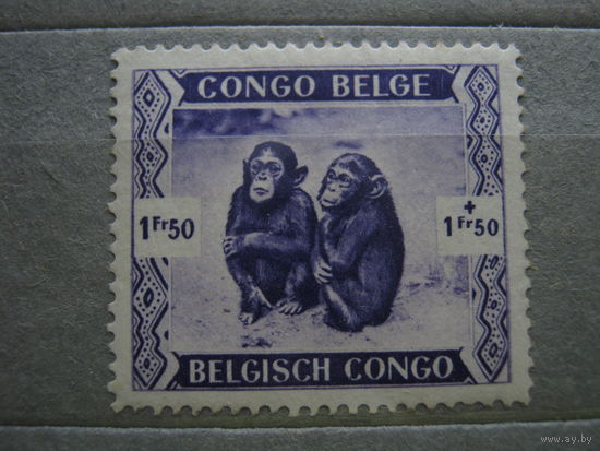Марки. колонии, Бельгийское Конго, фауна, обезьяны