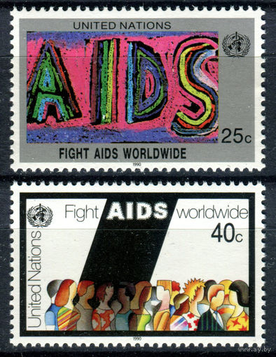 ООН (Нью-Йорк) - 1990г. - Борьба со СПИДом - полная серия, MNH [Mi 598-599] - 2 марки
