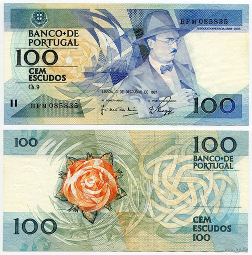 Португалия. 100 эскудо (образца 03.12.1987 года, P179d, подпись 2, XF)