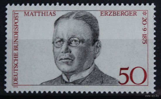 100 лет со дня рождения политика Матиаса Эрцбергера, Германия, 1975 год, 1 марка