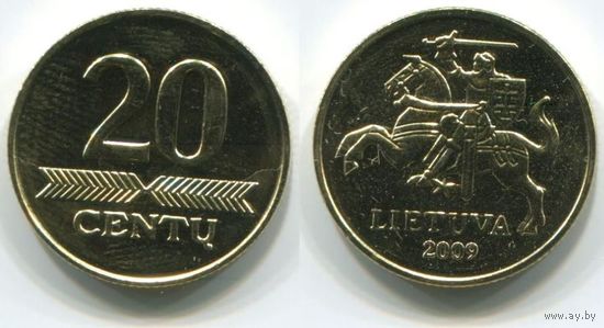 Литва. 20 центов (2009, UNC)
