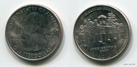 США. 25 центов (2016, Западная Вирджиния, буква P, aUNC)