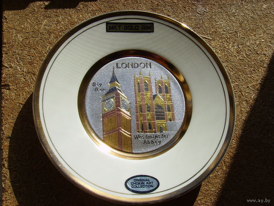 Оригинальная тарелка Art Chokin Япония 24 карата Лондон