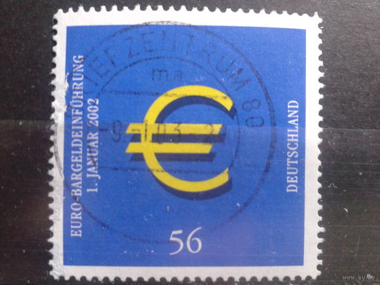 Германия 2002 Евро - монеты и банкноты Михель-1,7 евро гаш зубцовка 13 3/4