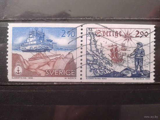 Швеция 1993 350 лет гидрографической экспедиции, сцепка