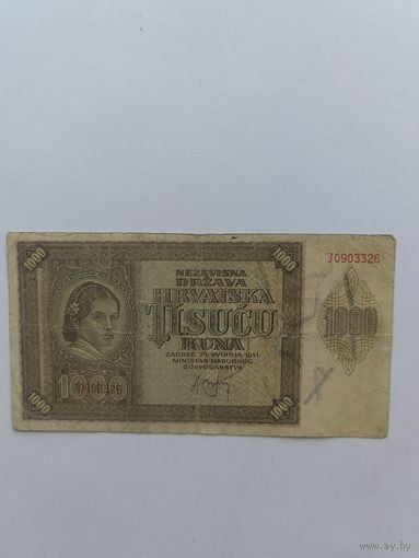 Хорватия. 1000 куна. 1941 года. J0903326