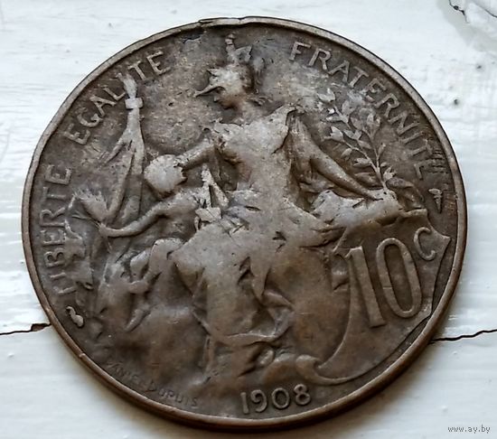 Франция 10 сантимов, 1908 2-5-14