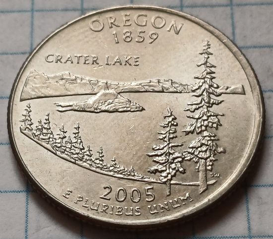 США 1/4 доллара, 2005 Квотер штата Орегон       P      ( 2-5-7 )