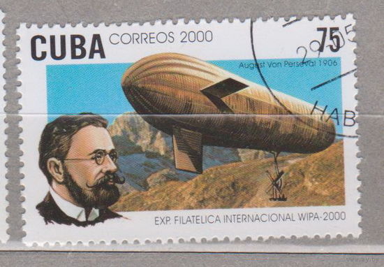 Авиация дирижабли Международная выставка марок "WIPA 2000" - Вена, Австрия - Airship Development Куба 2000 год блок лот 7 менее 50% от каталога