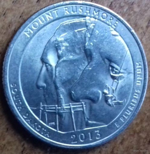 США 25 центов (квотер) 2013 г. P. Парк Маунт-Рашмор, Южная Дакота