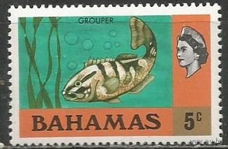 Багамы. Королева Елизавета II. Рыба Бурополосая черна. 1971г. Mi#322.