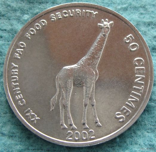 Конго. 50 сантимов 2002 года KM#78 "Жираф"