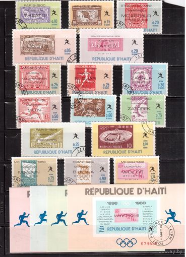 Гаити-1969 (Мих.Бл.33А+В) гаш. , Спорт, ОИ, Надп. победители марафона(полная серия)