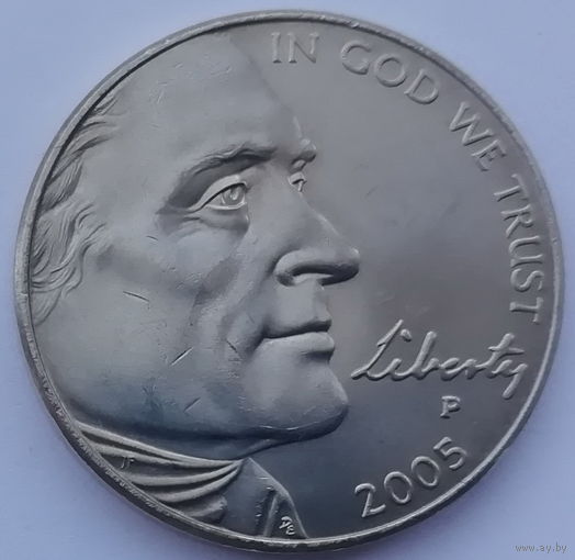 США 5 центов 2005 (P) года (200 лет экспедиции Льюиса и Кларка - Бизон)