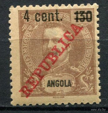 Португальские колонии - Ангола - 1920 - Надпечатка 4C на 130R - (есть тонкое место) - [Mi.201] - 1 марка. MH.  (Лот 112AV)