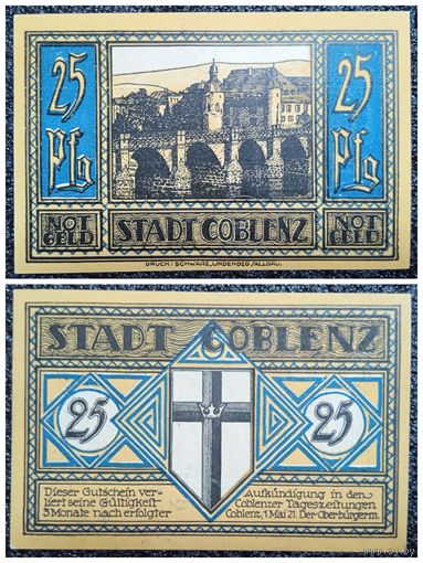 25 пфенингов Кобленц (COBLENZ) Германия 1921 г. нотгельд