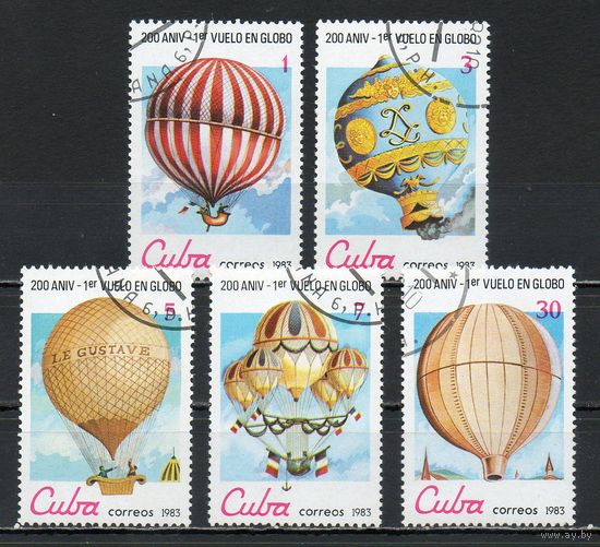 Воздушные шары Куба 1983 год серия из 6 марок в сцепках