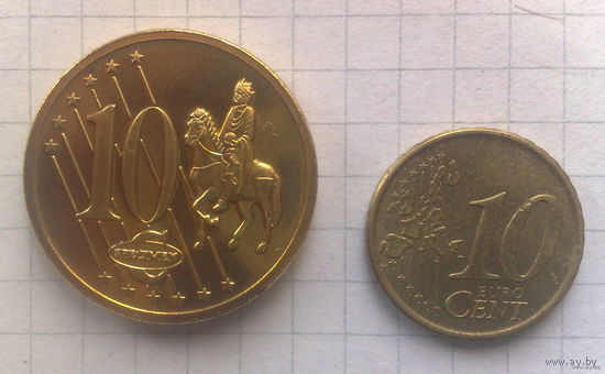 Ватикан 10 центов 2006г. -образец-