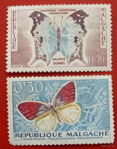 Мадагаскар. Бабочки. ( 2 марки ).