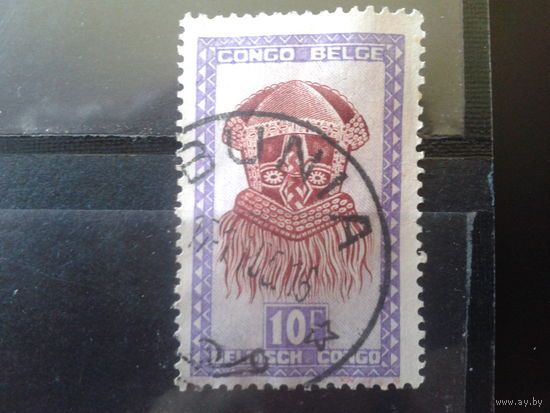 Конго 1948 колония Бельгии Ритуальная маска 10 франков