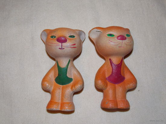 Тигренок, кот - резиновая игрушка СССР, пищалка, старая резина