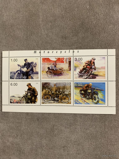 Таджикистан 1999. Мотоциклы. Малый лист