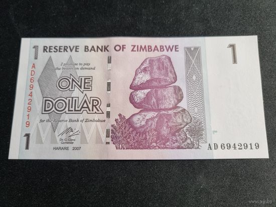 Зимбабве 1 доллар 2007  Unc