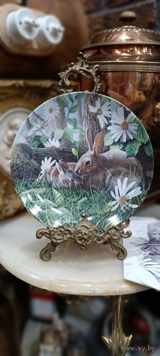 Аукцион с рубля! 49 Винтажная декоративная тарелка Кролики фарфор Knowles