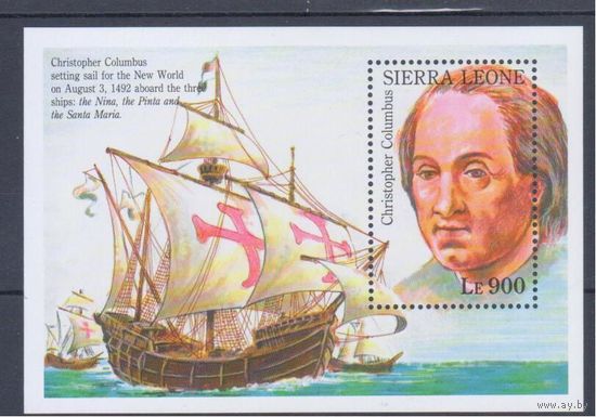 [2046] Сьерра-Леоне 1993. Корабли,парусники.Колумб. БЛОК.