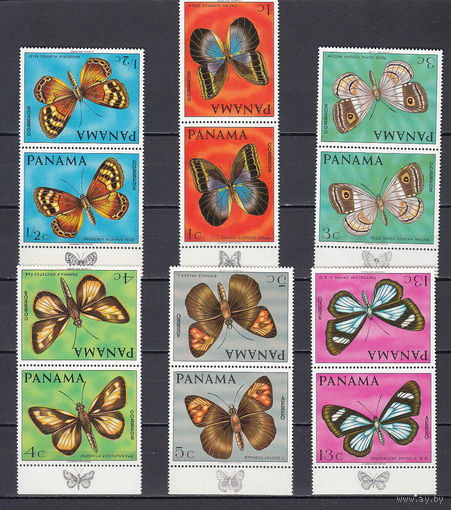 Фауна. Бабочки. Панама. 1968. 6 марок в тет-бешах. Michel N 1056-1061 (34,0 е)