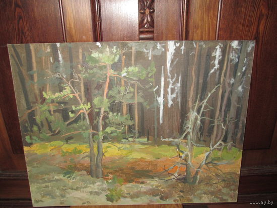 Картина лесной пейзаж,холст дублирован на картон,масло.Н/Х.С рубля.
