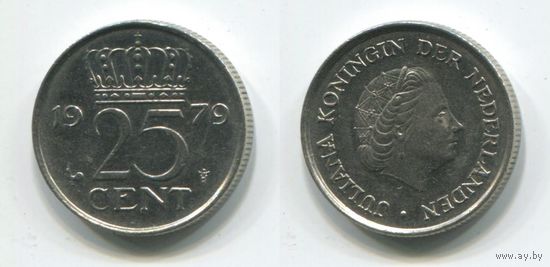 Нидерланды. 25 центов (1979, XF)