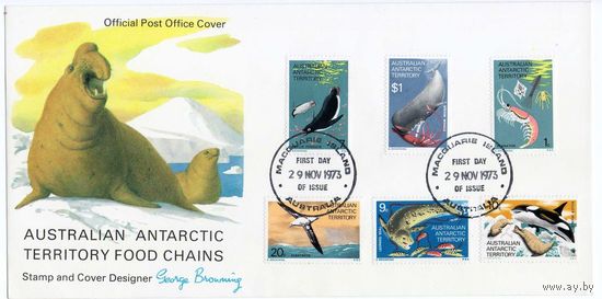 Фауна Антарктические территории Австралии 1973 год конверт Первого дня