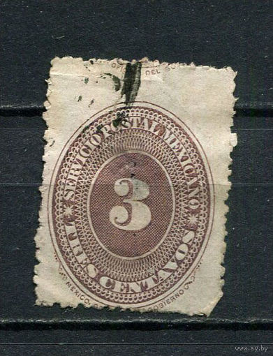 Мексика - 1886 - Цифры 3С - (есть тонкое место) - [Mi.149Ex] - 1 марка. Гашеная.  (LOT Dv35)