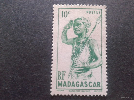 Мадагаскар фр. колония 1946 туземец с копьем