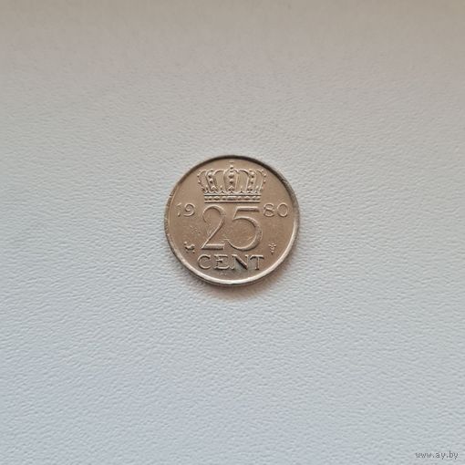 Нидерланды 25 центов 1980 года