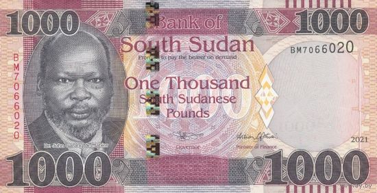 Южный Судан 1000 фунтов образца 2021 года UNC pw17 см доп фото