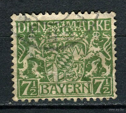 Королевство Бавария в составе Германской империи - 1916 - Герб 7 1/2 Pf. Dienstmarken - [Mi.25d] - 1 марка. Гашеная.  (Лот 112CA)