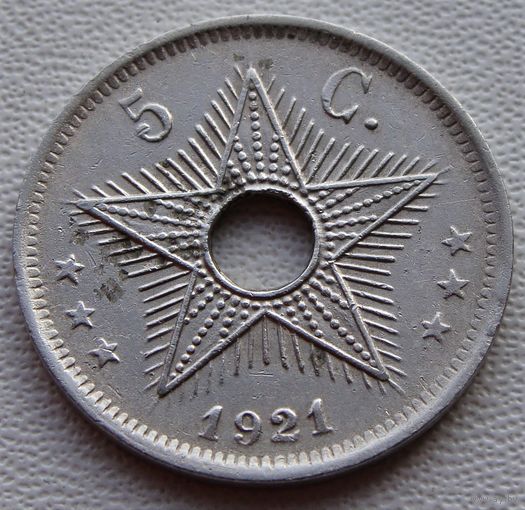 Бельгийское Конго. 5 сантимов 1921 год  KM#17  Тираж: 17.260.000 шт