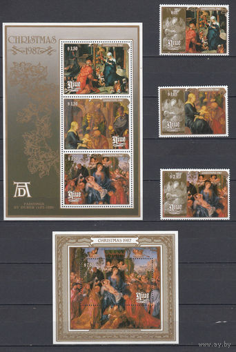 Религиозная живопись. Ниуе. 1987. 3 марки и 2 блока (полный комплект). Michel N 719-721, бл111-112 (34,0 е)