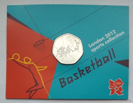 Великобритания 50 пенсов 2011 г. XXX летние Олимпийские Игры, Лондон 2012. Баскетбол. В карточке
