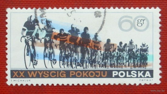 Польша. Велоспорт. ( 1 марка ) 1967 года. 8-13.