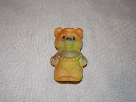 Мишка, медведь - резиновая игрушка СССР, пищалка, старая резина