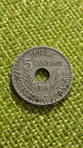 Тунис 5 сантим 1918 г
