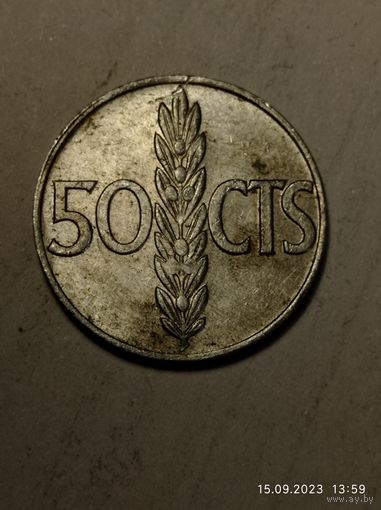 Испания 50 сантимо 1966 года .