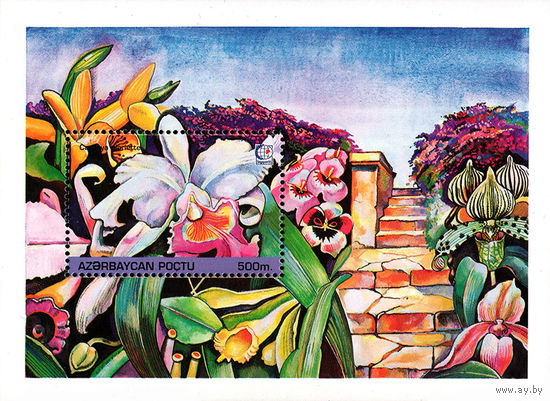 Орхидеи К Всемирной филателистической выставке "Сингапур-95" Азербайджан 1995 год 1 блок
