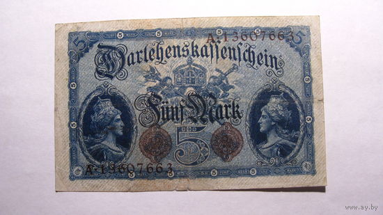 Германия Ro48с. 5 марок 1914 г. (8 цифр в номере )