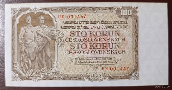 100 крон 1953 года - Чехословакия - UNC