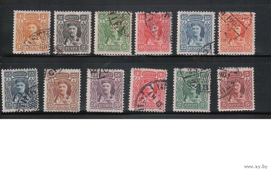 Черногория(Княжество)-1907,(Мих.61-72) гаш.  , Стандарт, , Князь Никола I, 12 марок