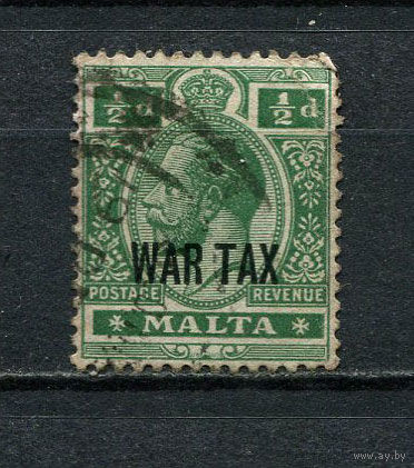 Британские колонии - Мальта - 1917/1918 - Король Георг V 1/2P с надпечаткой WAR TAX - [Mi.53] - 1 марка. Гашеная.  (LOT EK2)-T10P4